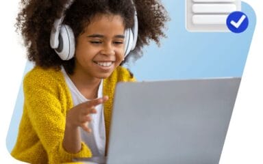 Girl wearing a headset