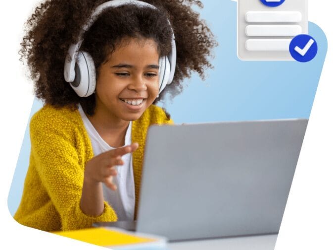 Girl wearing a headset